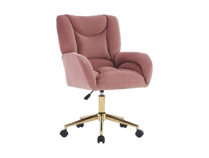 BlingBin Drehstuhl Höhenverstellbarer Relaxsessel (1 St), Ergonomisch, 360° drehbar, goldene Metallbeine, bequemer Samtbezug, braun rosa, Rosa von OTTO