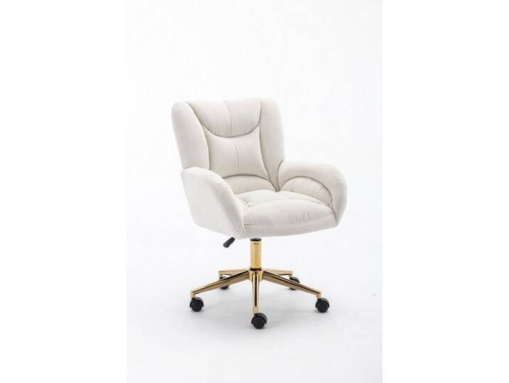 BlingBin Drehstuhl Höhenverstellbarer Relaxsessel (1 St), Ergonomisch, 360° drehbar, goldene Metallbeine, bequemer Samtbezug, weiß, Elfenbein von OTTO