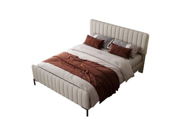 BlingBin Einzelbett Polsterbett Doppelbett (1-tlg., mit Lattenrost, Grau-Beige), Verstellbares Kopfteil,160 x 200 cm, beige grau, Ohne USB Typ-C Ladefunktion von OTTO