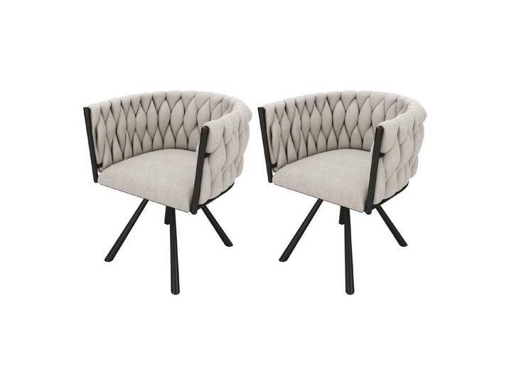 BlingBin Esszimmerstuhl Samt-Esszimmerstuhl, 360°-Drehfunktion (2er Set, 2 St), Freizeit-Drehstuhl mit Vier Stützbeinen aus Metall, Beige und Schwarz von OTTO
