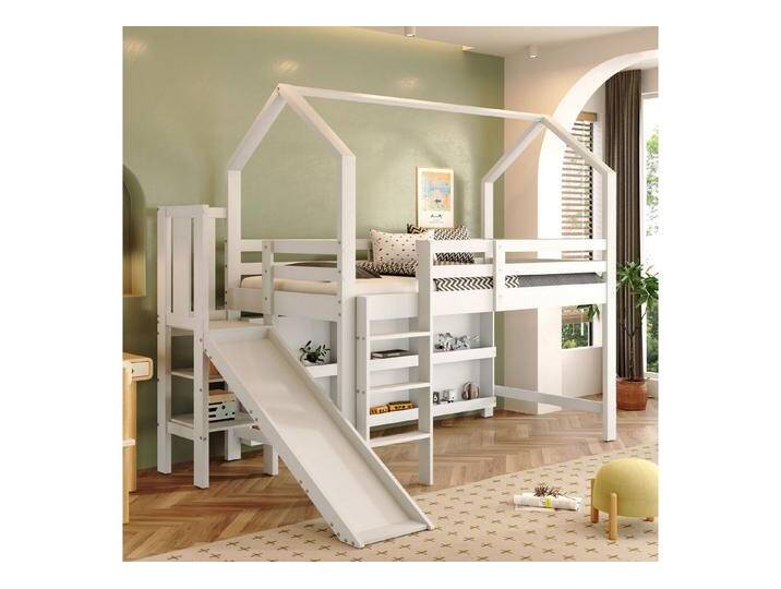 BlingBin Hochbett Multifunktionales Kinderbett, Einzelbett, Stauraumbett, Holzbett (Jugendbett mit Rutsche & Treppen & Schließfach & Regal, 1-St., 90*200 cm, Ohne Matratze, Belastbarkeit maximal: 150kg) Ideal für Kinderzimmer, Schlafzimmer, Massivholz & MDF BlingBin Hochbett Multifunktionales Kinderbett, Einzelbett, Stauraumbett, Holzbett (Jugendbett mit Rutsche & Treppen & Schließfach & Regal, 1-St., 90*200 cm, Ohne Matratze, Belastbarkeit maximal: 150kg) Ideal für Kinderzimmer, Schlafzimmer, Massivholz & MDF von OTTO