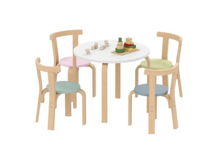 BlingBin Kindertisch 5-teiliges Holz Kindertisch- und Stuhlset Kindersitzgruppe (5-teiliges Set, 5-St., Tisch mit 4 Stühlen) von OTTO
