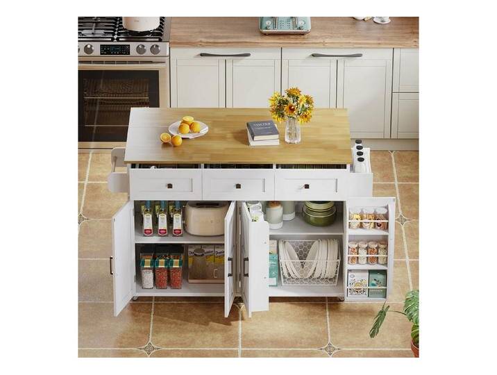 BlingBin Kücheninsel Kücheninsel mit klappbarer Arbeitsplatte, 5 feststellbaren Rollen, (1 Stück), Küchenwagen mit Türen, Schubladen, Handtuchhalter von OTTO