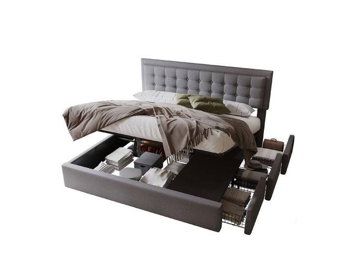 BlingBin Polsterbett Doppelbett, hydraulisches Bett (1er Set, 1-tlg., Polsterbett mit 3 Schubladen), Zugpunkte am Kopfteil, Lattenrost, großer Stauraum, 180 x 200 von OTTO