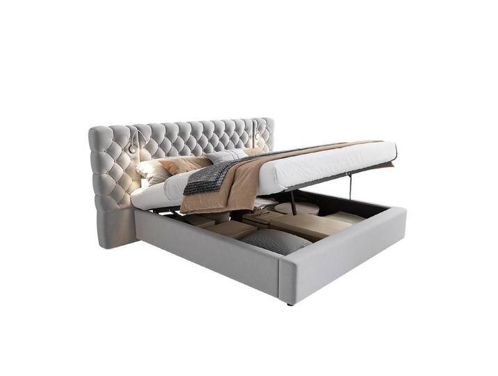 BlingBin Polsterbett Stauraumbett, Doppelbett, mit LED-Beleuchtung (1er Set, 1-tlg., Polsterbett 180 x 200 cm, mit Lampe mit Beleuchtung und Stauraum), weich breit Kopfteil, Holzlattenrost, einfache Montage,Samt von OTTO