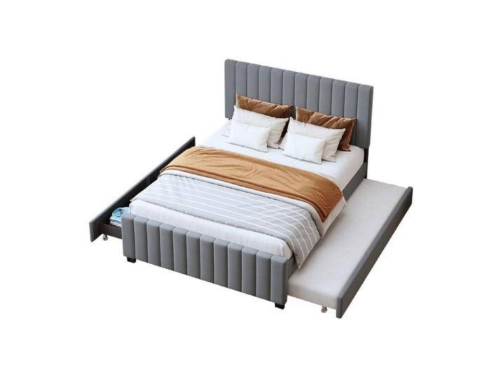 BlingBin Polsterbett mit 90 x 190 cm Ausziehbett, Funktionsbett, Doppelbett (1er Set, 1-tlg., Kinderbett Jugendbett Gästebett, 140 x 190 cm), mit zwei Schubladen von OTTO