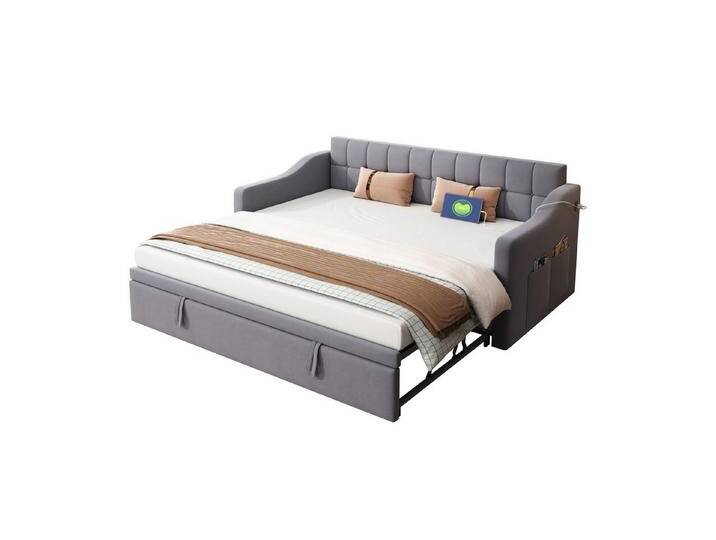 BlingBin Schlafsofa 2 in 1 Multifunktions Schlafsofa Polsterbett Doppelbett Daybett, 1er Set 1 Teile, Samtstoff Polsterbett mit Steckdose und Aufbewahrungstasche von OTTO