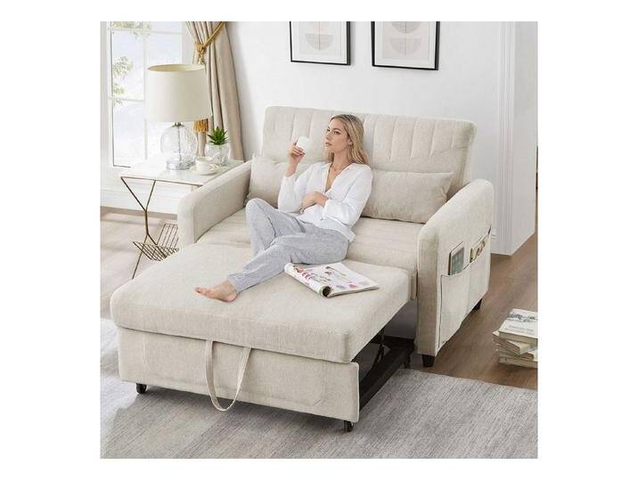 BlingBin Schlafsofa Zweisitzer-Klappsofa Sofabett mit Schlaffunktion, 1 Teile, Mit zwei Kopfkissen und Seitentaschen, beige, Beige BlingBin Schlafsofa Zweisitzer-Klappsofa Sofabett mit Schlaffunktion, 1 Teile, Mit zwei Kopfkissen und Seitentaschen, beige, Beige von OTTO