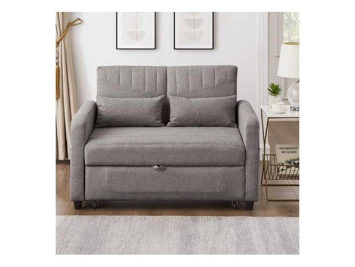BlingBin Schlafsofa Zweisitzer-Klappsofa Sofabett mit Schlaffunktion, 1 Teile, Mit zwei Kopfkissen und Seitentaschen, grau, Grau von OTTO