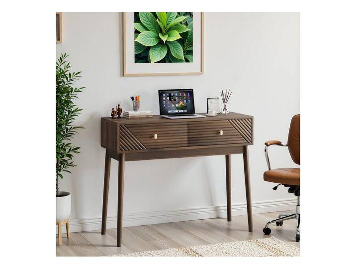BlingBin Schreibtisch Modern Konsolentisch, Empfangstisch Computertisch Bürotisch (Aufbewahrungstisch mit 2 Schubladen und Offenen Ablageflächen, 1-St., Größe: 100*35*80cm, Gewichtskapazität: Desktop-50 kg, Schublade-20 kg), Sofatisch für Wohnzimmer, Arbeitszimmer, Spanplatte & MDF von OTTO