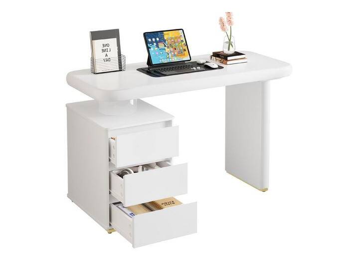 BlingBin Schreibtisch Moderner Computertisch Bürotisch Beistelltisch Kinderschreibtisch (Aufbewahrungstisch mit 3 Schubladen und Verdickte Tischplatte und Beine, Wolkenform, Voll-Lackierung, 1-St., Größe des Produkts: 117×50×74 cm, Gewichtskapazität: 50KG), Französischer Laptoptisch für Arbeitszimmer Schlafzimmer, MDF, Weiß von OTTO