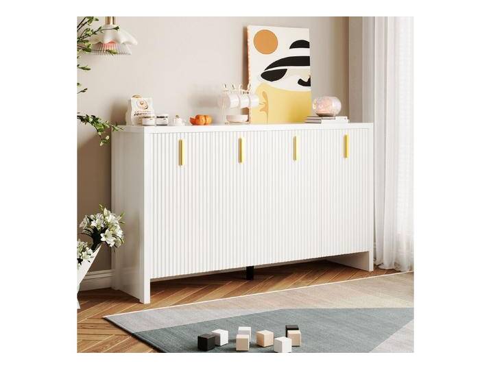 BlingBin Sideboard Modernes Wohnzimmerschrank, Anrichte, Buffet mit 4 Türen (Flexibler Aufbewahrung und Elegantem Design, 1 St., 140*80*38cm, Produktladung: 50KG, Weiß) von OTTO