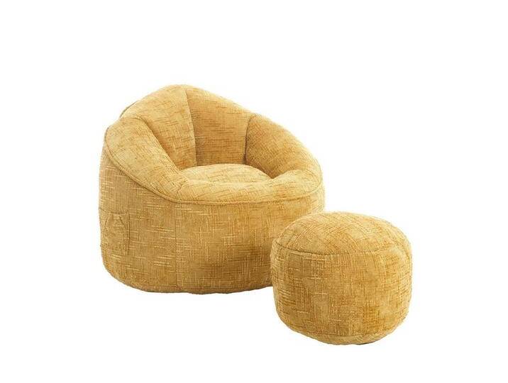 BlingBin Sitzsack Memory Schaumstoff-Sitzsack Sessel Beanbag (1er Set, 2 St., 89x88x76cm), Sitzsäcke mit Fußhocker für Das Wohnzimmer, gelb, 2 St. von OTTO