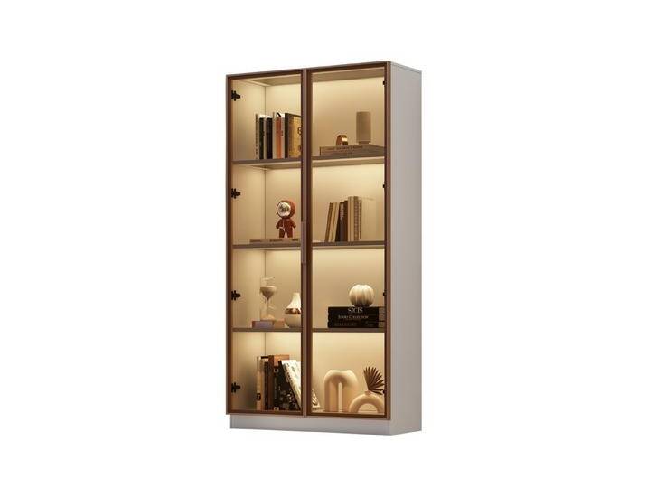 BlingBin Vitrine Standvitrinen, Wohnzimmer-Highboards, Sideboards (1er Set, 1-St., mit 16-farbiger LED-Beleuchtung) Doppel türige Vitrine mit Beweglichen Einlegeböden von OTTO