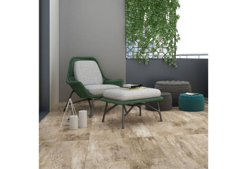 Bodenfliese 1 Paket (0,72 m) Terrassenplatten BONN WOOD (60 × 60 cm), matt, braun, R11, Terrassenfliesen Balkone Dachterrasse Außenraum von OTTO