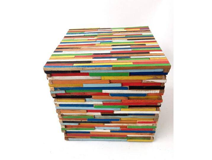 Brillibrum Hocker Bunter Beistelltisch 45 cm aus Echtholz Upcycling Bunt Hocker von OTTO