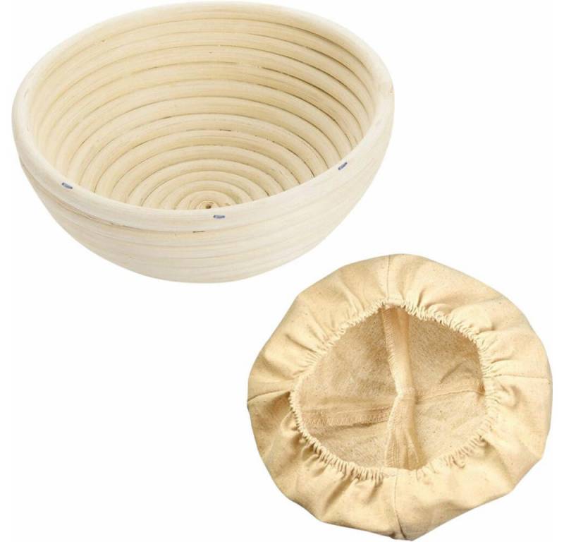 WESTMARK Brotbackform Gärköbchen-Set, 2tlg., Gärkörbchen rund + Bezug, Peddigrohr/Baumwolle von WESTMARK