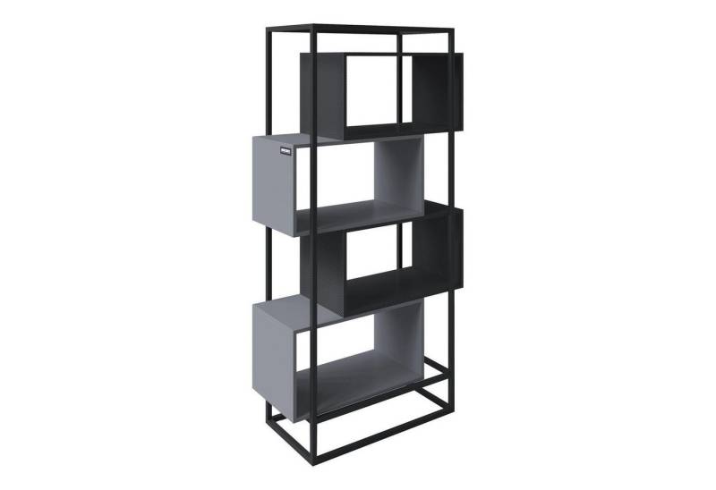 Bücherregal MINECRAFT, 4 Fächer, Grau, Schwarz, Metallgestell, B 87 x H 164 x T 38 cm von OTTO