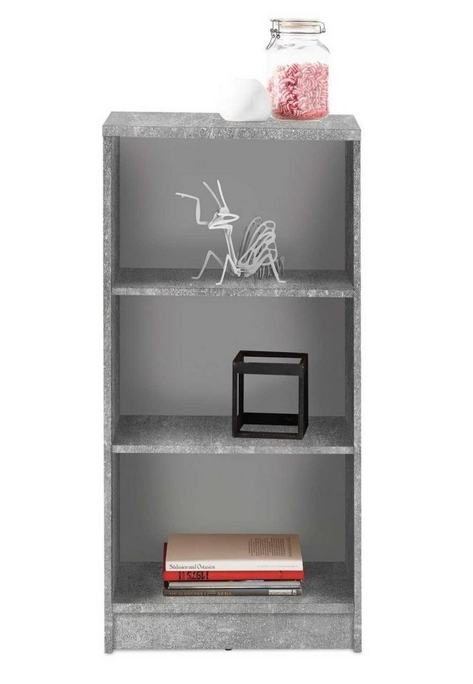 Bücherregal OPTIMUS, B 54 cm x H 111 cm, Betondekor, Weiß, 2 Einlegeböden von OTTO