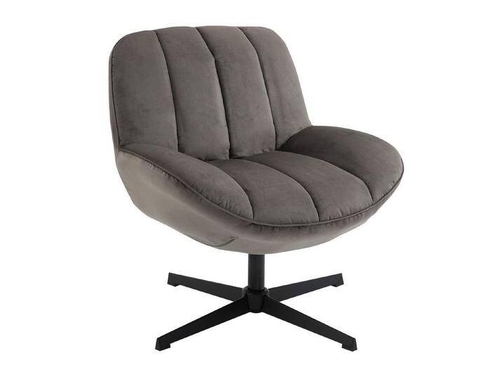 CARO-Möbel Sessel TINOS, Loungesessel drehbarer Polstersessel mit Velour Stoffbezug dunkelgrau, grau, dunkelgrau von OTTO