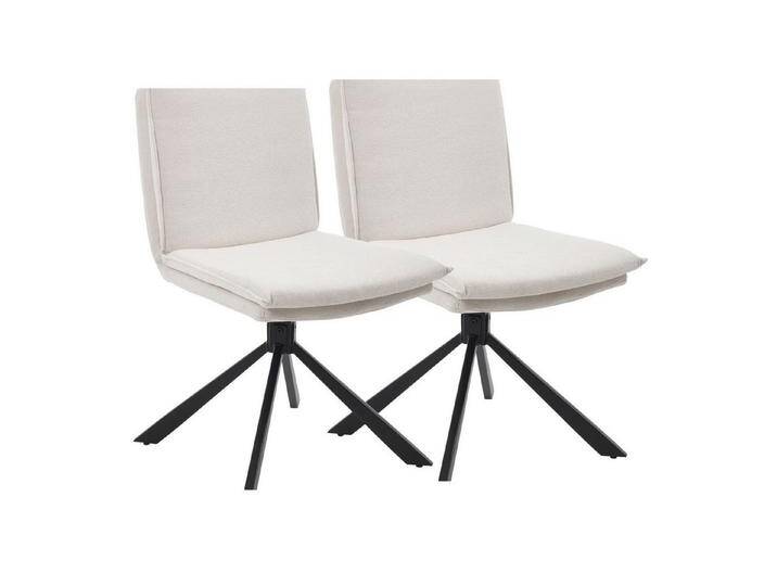 CHAIRUS Drehstuhl 2er-Set Esszimmerstuhl Küchenstuhl mit Metallbeinen (2 St), Doppel-schichtiges Kissen, Chenille-Stoff, weiß, Weiß von OTTO
