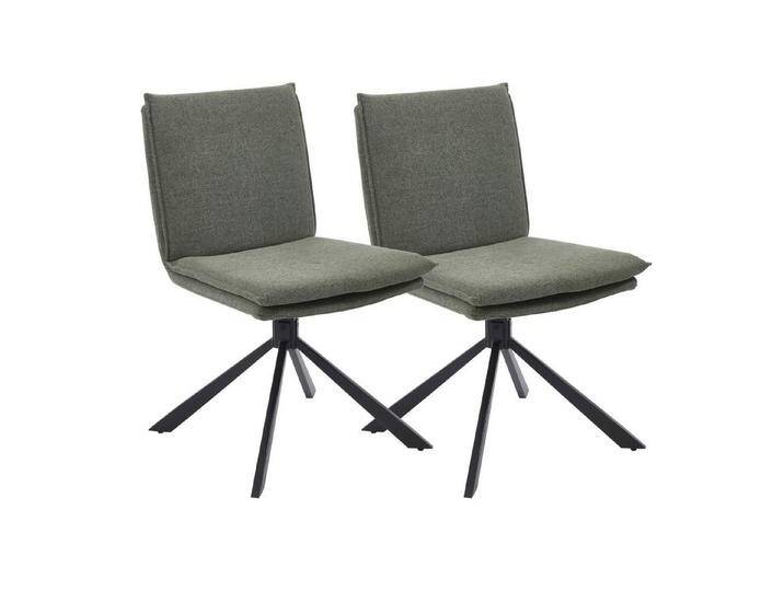 CHAIRUS Drehstuhl 2er-Set Esszimmerstuhl Küchenstuhl mit Metallbeinen (2 St), Doppel-schichtiges Kissen, Leinen, grün, Grün von OTTO