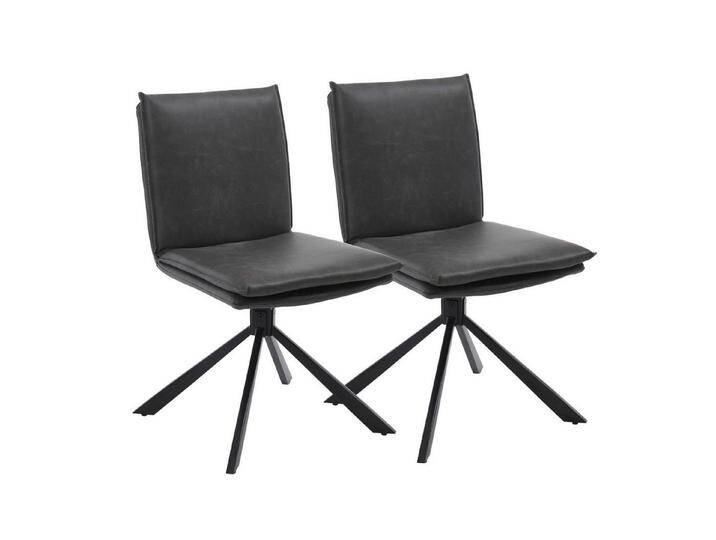 CHAIRUS Drehstuhl 2er-Set Esszimmerstuhl Küchenstuhl mit Metallbeinen (2 St), Doppel-schichtiges Kissen, PU-Leder, grau, Grau von OTTO