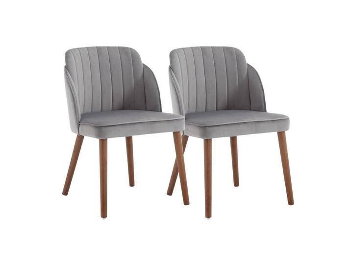 CHAIRUS Polsterstuhl Retro-Samtstühle 2er-Set mit Holzbeinen für Küche & Wohnzimmer (2 St), Esszimmerstuhl, Küchestuhl, Ohrensessel, grau, Grau von OTTO