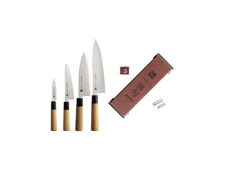 CHROMA Messer-Set Haiku Kochmesser Set 4 Messer + Schleifstein + Schleifhilfe (Spar-Set, 7-tlg) von OTTO