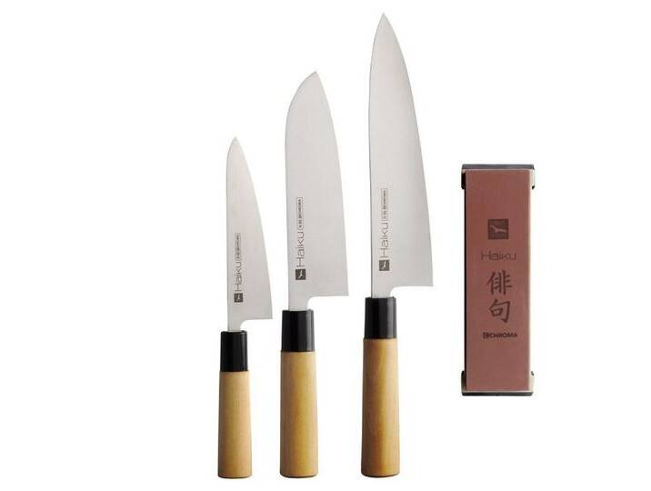 CHROMA Messer-Set Haiku Profi Starter Set: 3 Messer + Schleifstein (Spar-Set, 4-tlg) von OTTO