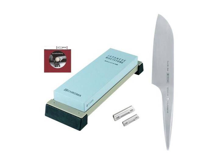 CHROMA Messer-Set type 301 Starter Set: Kochmesser + Schleifstein + Zubehör (Spar-Set, 4-tlg) von OTTO
