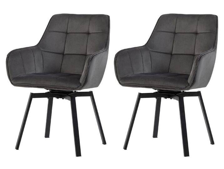 CLIPOP Esszimmerstuhl Drehstuhl (2er Set), Gepolsterter Küchenstuhl aus Samt, grau, Gitter, Grau von OTTO