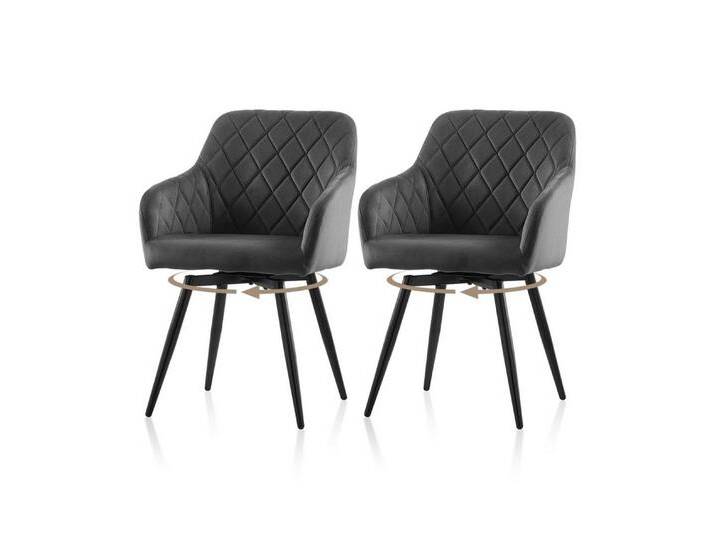 CLIPOP Esszimmerstuhl Drehstuhl (2er Set), Gepolsterter Küchenstuhl aus Samt, grau, Raute, Grau von OTTO