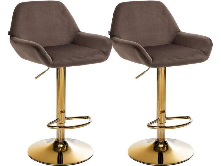 CLP Barhocker Braga (2er Set, 2 St., 2er), Samt-Bezug, Gold-Optik höhenverstellbar, braun, braun von OTTO