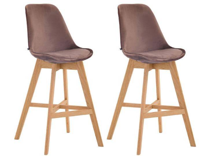 CLP Barhocker Cannes Samt (2er Set, 2 St., 2er), mit Rückenlehnen und Fußstütze, braun, braun von OTTO