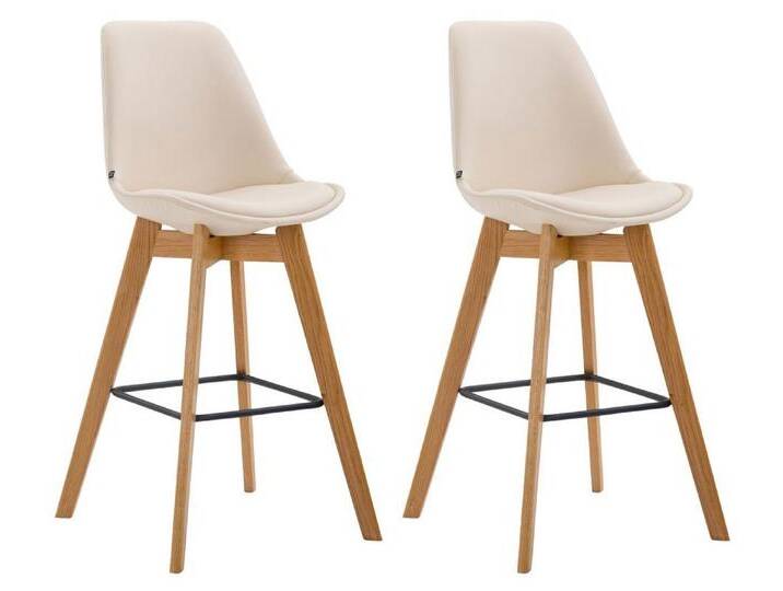 CLP Barhocker Metz Kunstleder (2er Set, 2 St., 2er), Rückenlehnen und Fußstütze, beige, natur, creme von OTTO