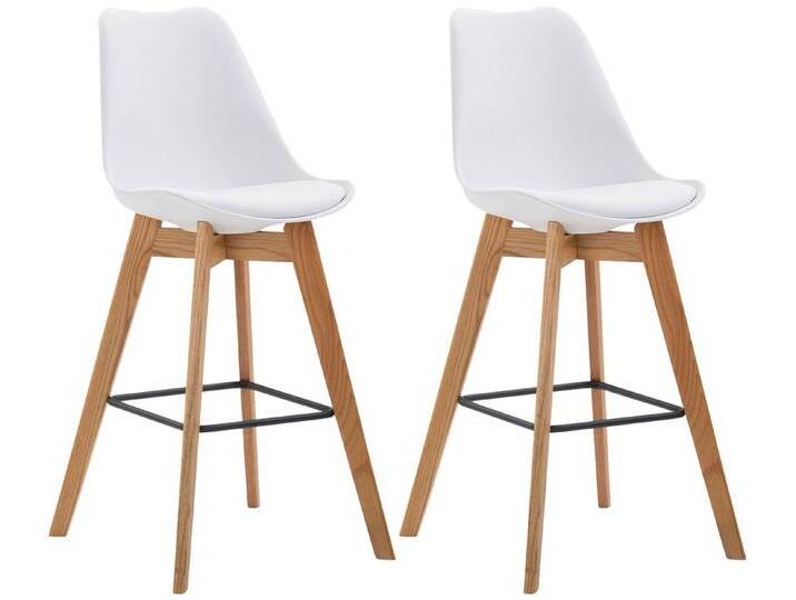 CLP Barhocker Metz Kunststoff (2er Set, 2 St., 2er), Rückenlehnen und Fußstütze, weiß, natur, weiß von OTTO