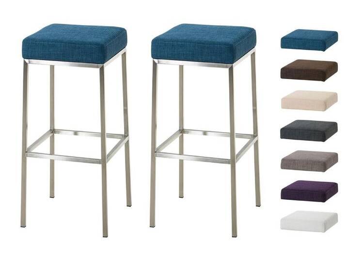 CLP Barhocker Montreal 80 Stoff (2er Set, 2 St., 2er), Stoffbezüge, mit stabilen Metallgestellen, blau, edelstahl, blau von OTTO