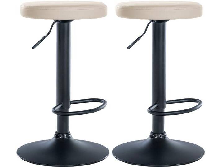 CLP Barhocker Ponte Kunstleder (2er Set, 2 St., 2er), drehbar und höhenverstellbar, beige, Metall matt schwarz, creme von OTTO