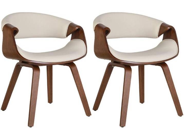 CLP Esszimmerstuhl Foley (2er Set, 2 St), Stoff- oder Kunstlederbezug mit Holzgestell, Kunstleder (100% Polyurethan), eiche/creme von OTTO