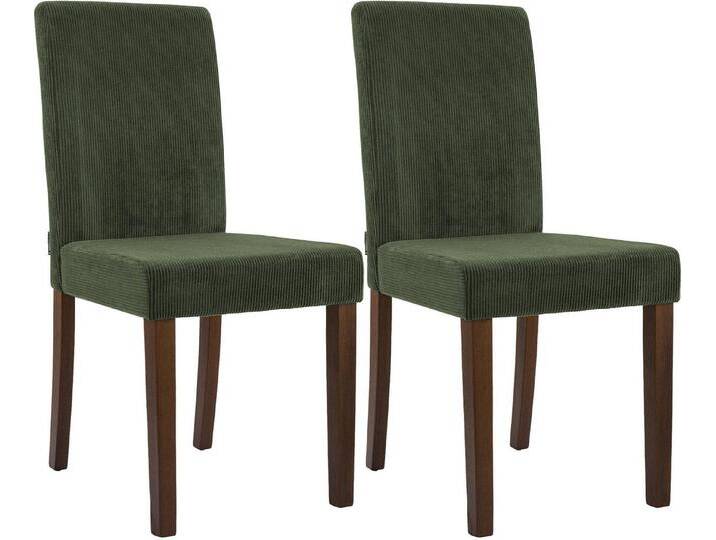 CLP Esszimmerstuhl Ina (2er Set, 2 St), Cordbezug, gepolstert mit Rückenlehne, grün, antik-dunkel von OTTO