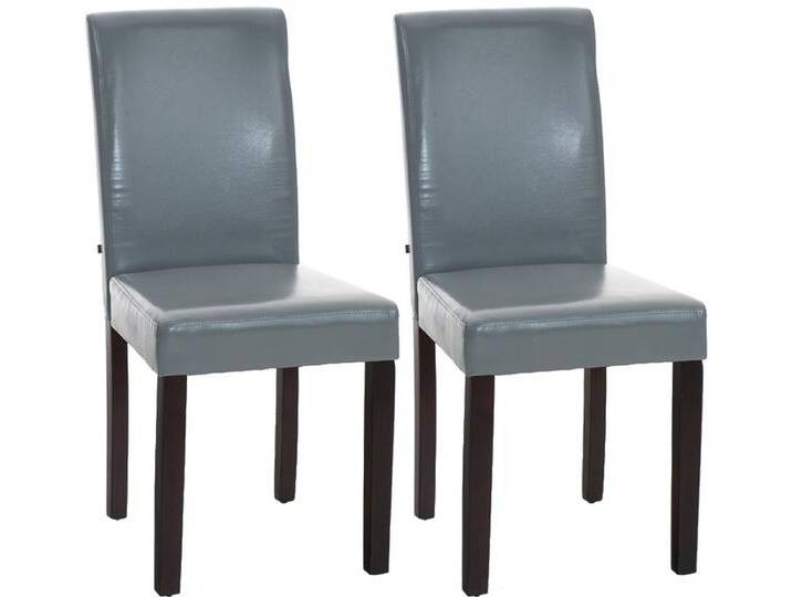 CLP Esszimmerstuhl Ina Kunstleder (2er Set, 2 St), Holz, ohne Armlehnen, grau, dunkelbraun von OTTO