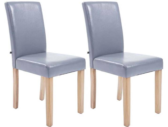 CLP Esszimmerstuhl Ina Kunstleder (2er Set, 2 St), Holz, ohne Armlehnen, grau, natur von OTTO