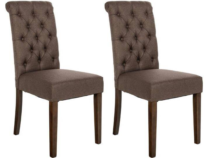 CLP Esszimmerstuhl LISBURN (2er Set, 2 St), mit Lehne im Chesterfield Design, braun, braun von OTTO