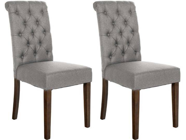 CLP Esszimmerstuhl LISBURN (2er Set, 2 St), mit Lehne im Chesterfield Design, grau, grau von OTTO