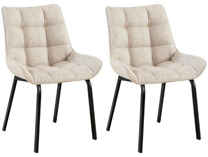 CLP Esszimmerstuhl Saranda (2er Set, 2 St), stilvoller Polsterstuhl, stabiles Metallgestell, weiß, elfenbein von OTTO