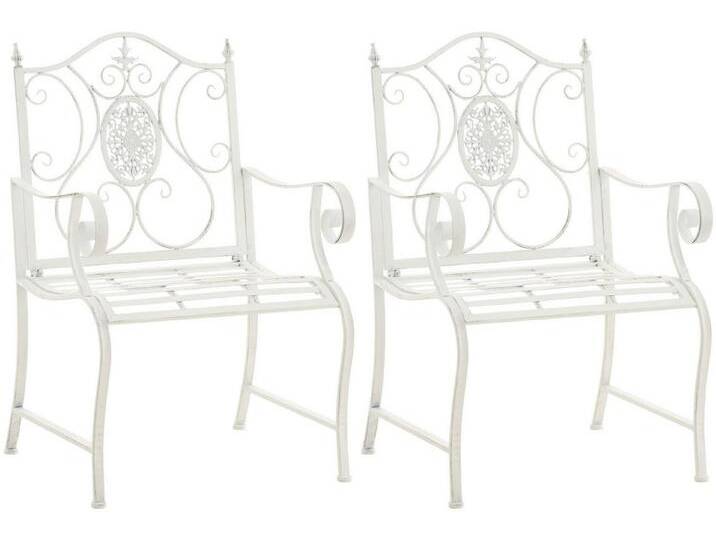 CLP Gartenstuhl Punjab (2er Set), lackiertes Eisen, im Jugendstil, weiß, antik weiß von OTTO