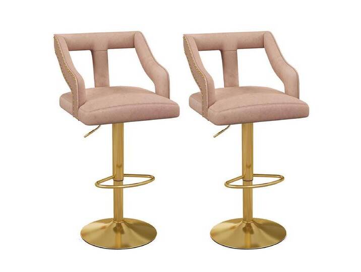 COSTWAY Barhocker (2er Set), drehbare Barstühle 63-85 höhenverstellbar, Samt mit Fußstütze, rosa von OTTO