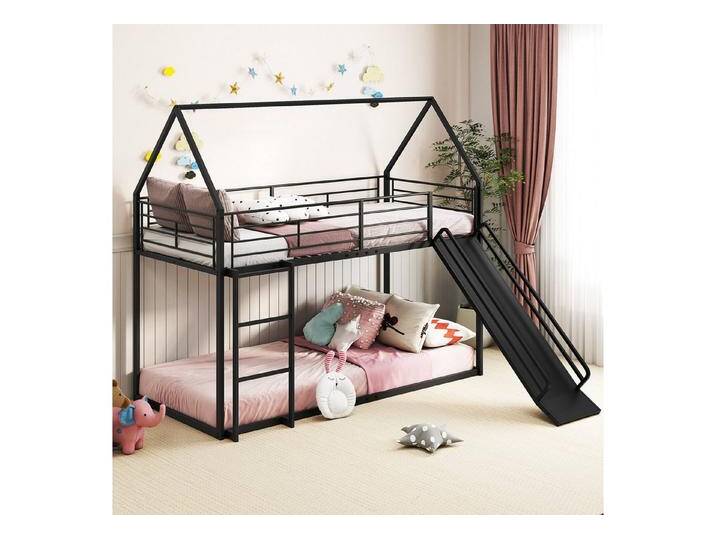 COSTWAY Hochbett Etagenbett, Kinderbett, mit Rutsche & Leiter, 90x200cm, Schwarz von OTTO