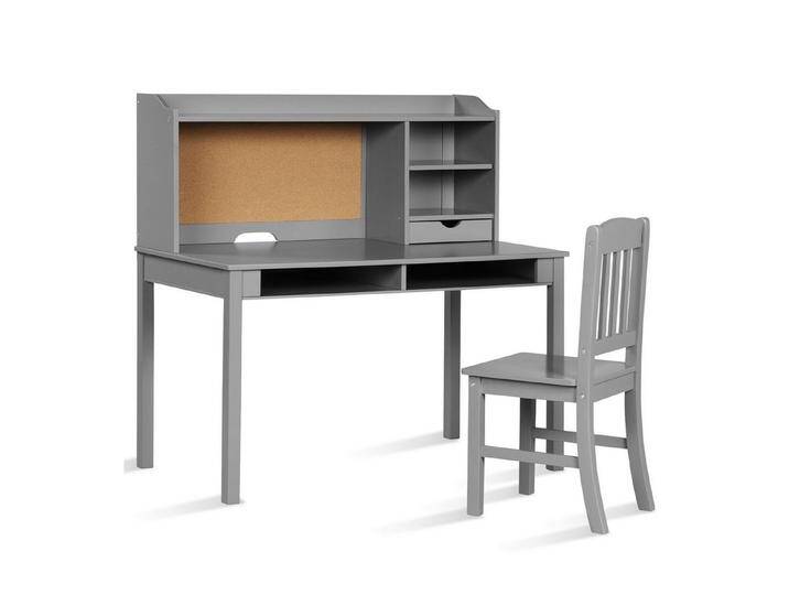 COSTWAY Kinderschreibtisch, mit Stuhl Set, Pinnwand, für Kinder 5-12 Jahre, grau, Grau COSTWAY Kinderschreibtisch, mit Stuhl Set, Pinnwand, für Kinder 5-12 Jahre, grau, Grau von OTTO